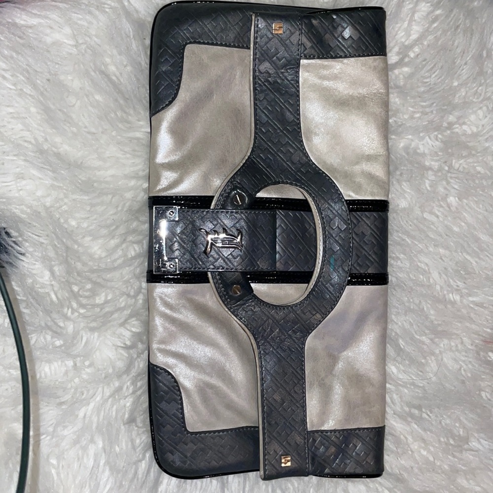 L.A.M.B. Clutch/tote bag.  Silver & Gun metal.